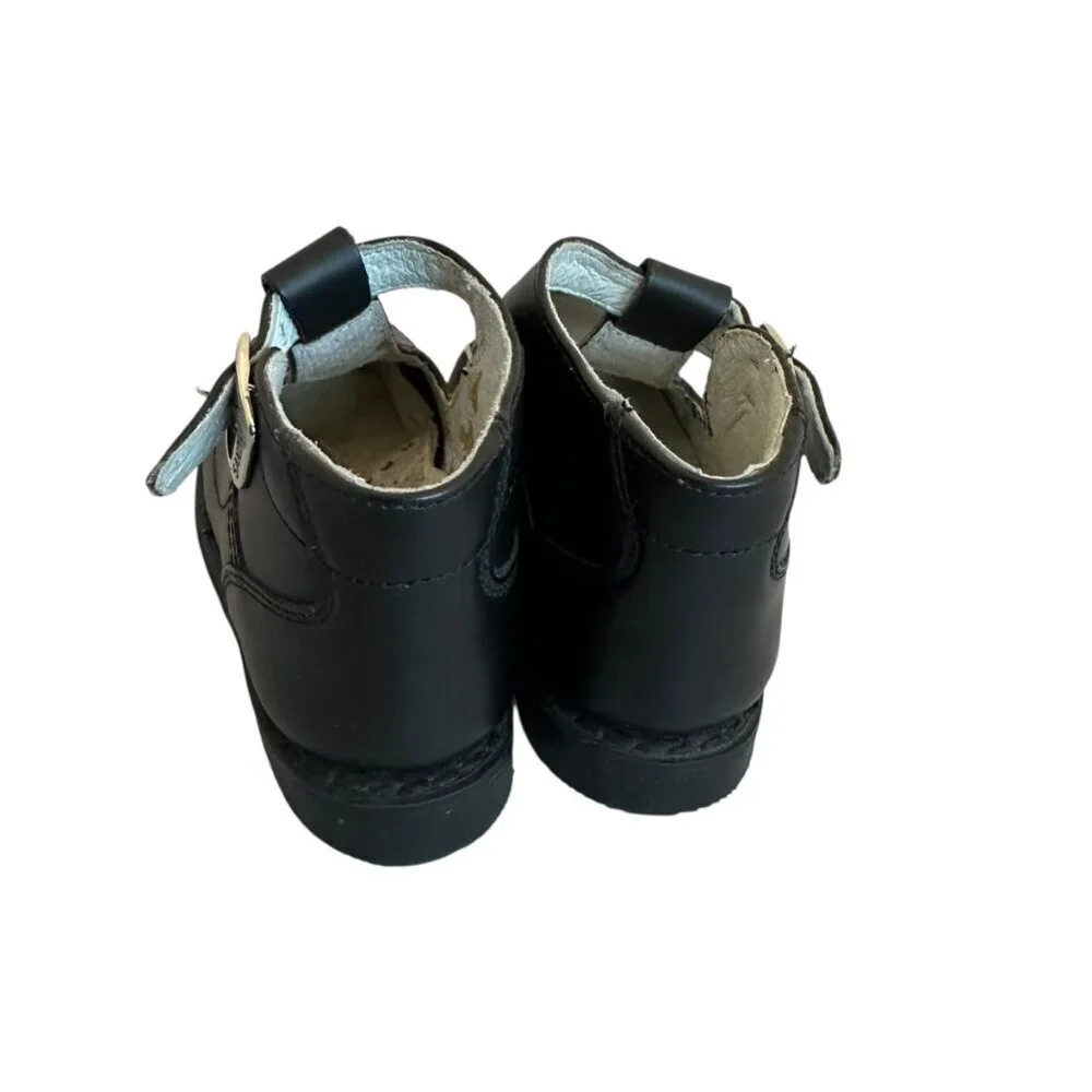 Pie-Co Vintage Black Booties Shoes w/ Buckle Heart Detail Size 9 Toddler Girl